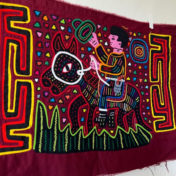 Kuna Mola Textile Panama authentic hand stitched appliqué embroidery cowboy - Picture 13 of 13